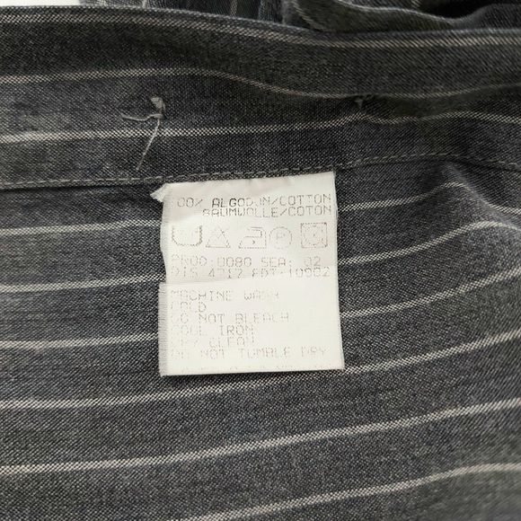 Hugo Boss Shirt Mens Large Gray Cotton Striped Long Sleeve Button Up Work Office - Picture 12 of 12
